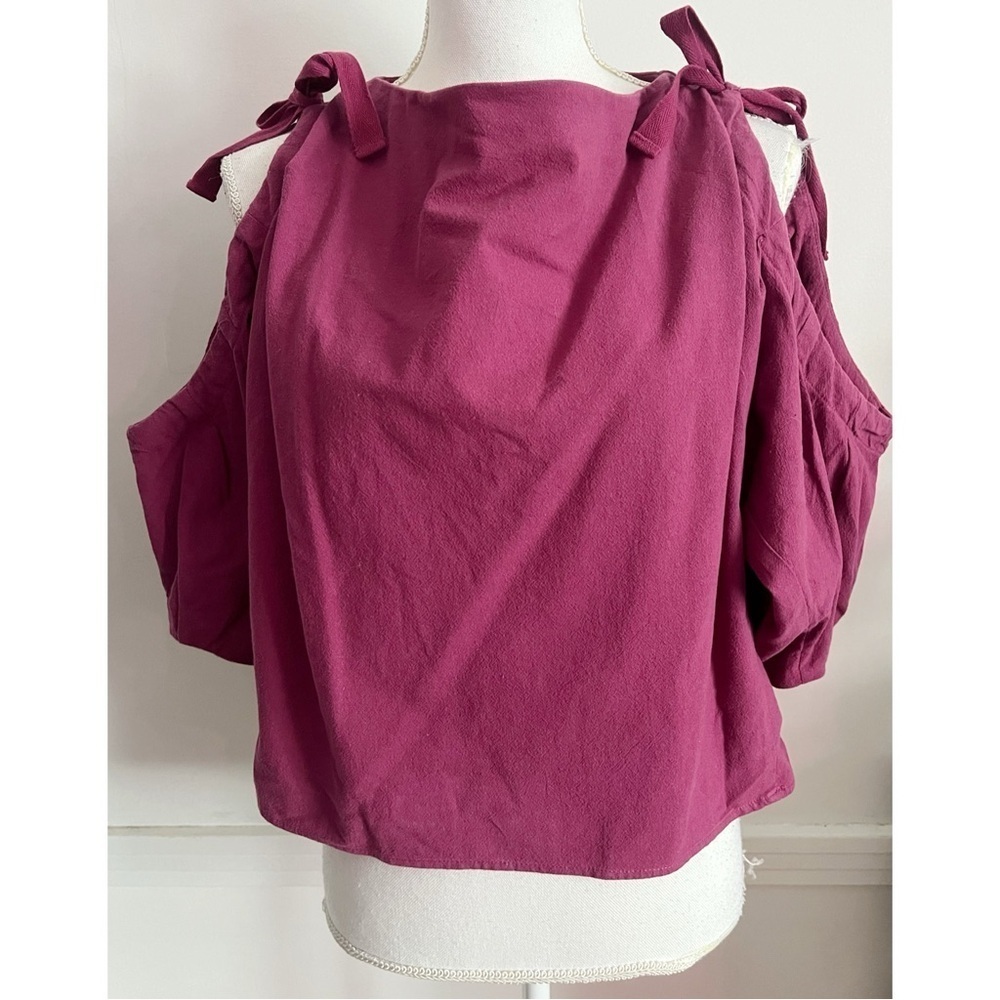 Moussy • Pinkish Purple Cold Shoulder Tie Shoulder Accent Blouse